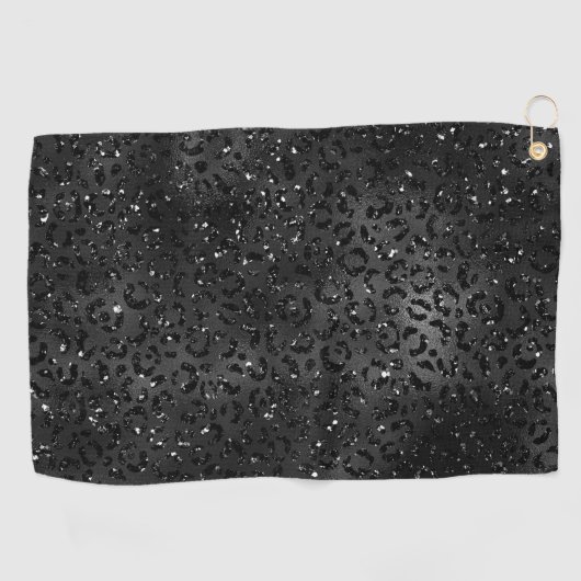 Zwarte Cheetah Leopard Skin Print Pattern Golfhanddoek (Horizontaal)
