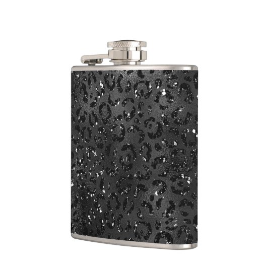 Zwarte Cheetah Leopard Skin Print Pattern Heupfles (Links)