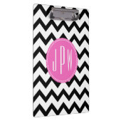 Zwarte Chevron en roze monogram Klembord (Rechts)