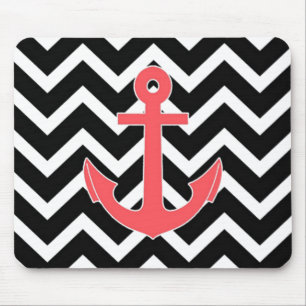 Zwarte Chevron Roze Anker Muismat