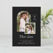 Zwarte Chic Boog Foto Script Overlay Afstuderen Aankondiging (Staand voorkant)
