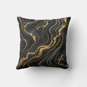 Zwarte chic en gouden metalen marmerlook glamour kussen