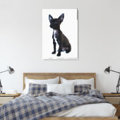 Zwarte Chihuahua puppy Canvas Afdruk (Insitu (Slaapkamer))
