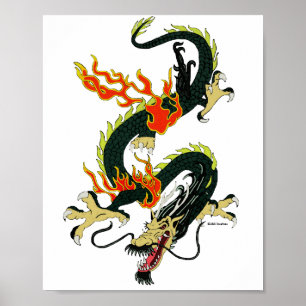 Zwarte Chinese Draken Poster
