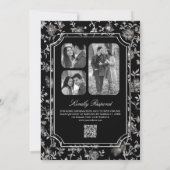 Zwarte Chinoiserie Crest QR Code Trouwkaart Kaart (Achterkant)