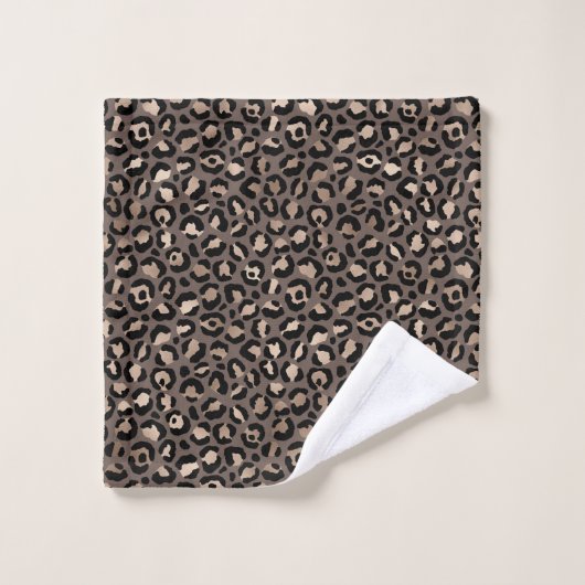 Zwarte chocolade bruin Bronze luipaard afdrukken   Bad Handdoek (Wasdoekje)
