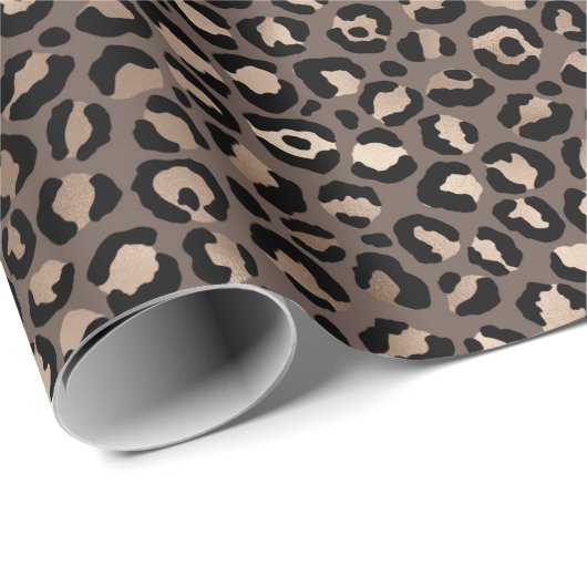 Zwarte chocolade bruin Bronze luipaard afdrukken Cadeaupapier (Rol Hoek)