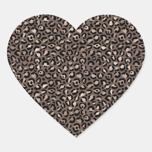 Zwarte chocolade bruin Bronze luipaard afdrukken Hart Sticker (Voorkant)