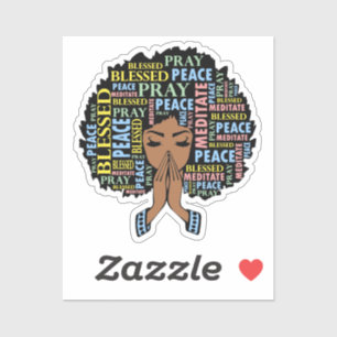 Zwarte Christelijke vrouw biddend melanine vrouwen Sticker