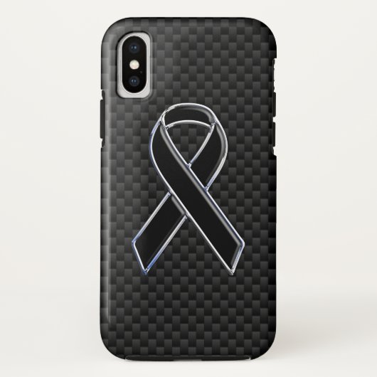 Zwarte chroomstijl, lintbewustzijn koolstofvezel Case-Mate iPhone case (Achterkant)