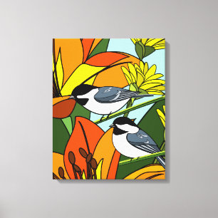 Zwarte cichorei en Lily Flowers Canvas Afdruk