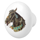 Zwarte Circus Horse kunst Keramische Knop (Rechts)