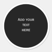Zwarte cirkel met witte cirkel frame SJABLOON,  Ronde Sticker (Voorkant)