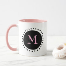 Zwarte Cirkel Monogram Roze Twee Tons