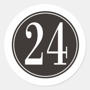 Zwarte cirkel - nummer 24 (voorzijde) ronde sticker