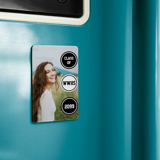 Zwarte Cirkels Foto Afstudeer Aankondiging Magneet