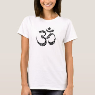 Zwarte Cirkels Hindoe Om Mantra Geluid T-shirt