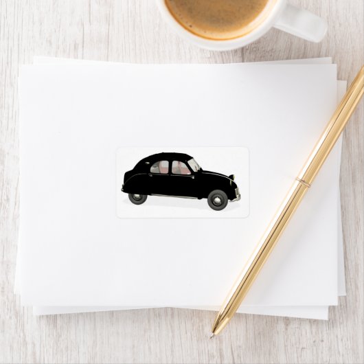Zwarte Citroen 2CV Etiket (Insitu)