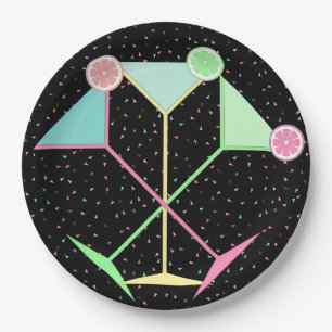 Zwarte Citroen Martini Cocktail Confetti Feestje Papieren Bordje