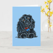 Zwarte Cocker-spaniël Fitz Kaart (Gele Bloem)