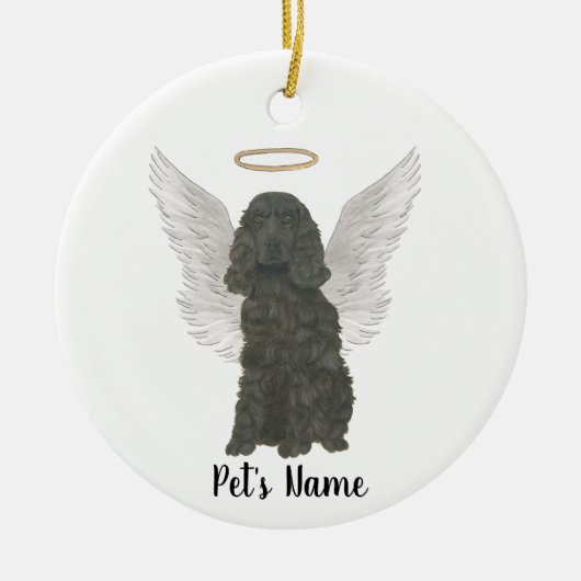 Zwarte Cocker Spaniel Hond Sympathie Herdenking Keramisch Ornament (Voorkant)