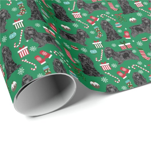 Zwarte Cocker Spaniel Kerstmis Cadeaupapier (Rol Hoek)