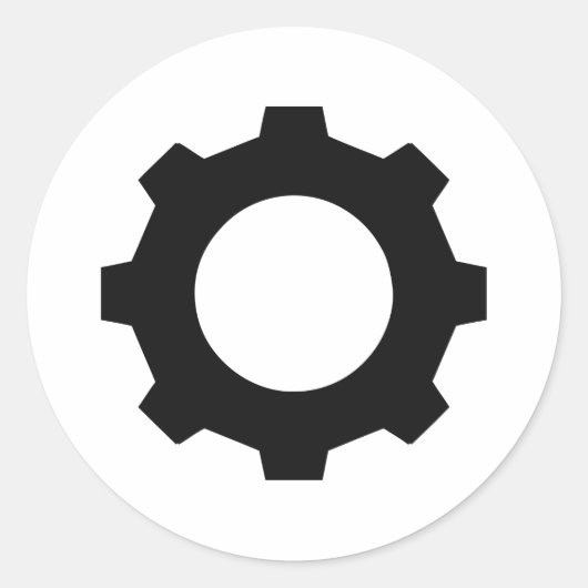 zwarte cogwielcoating ronde sticker (Voorkant)