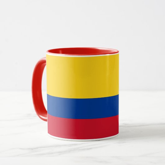 Zwarte Combo Mok met vlag van Colombia (Voorkant links)