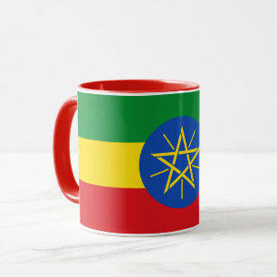 Zwarte Combo Mok met vlag van Ethiopië
