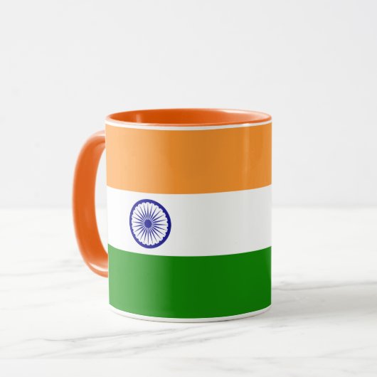 Zwarte Combo Mok met vlag van India (Voorkant links)