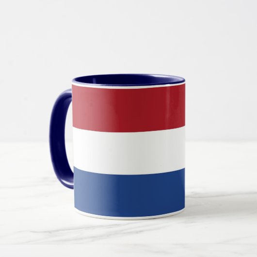 Zwarte Combo Mok met vlag van Nederland (Voorkant links)