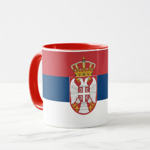 Zwarte Combo Mok met vlag van Servië
