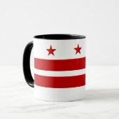 Zwarte Combo-Mok met vlag van Washington DC, VS Mok (Voorkant links)