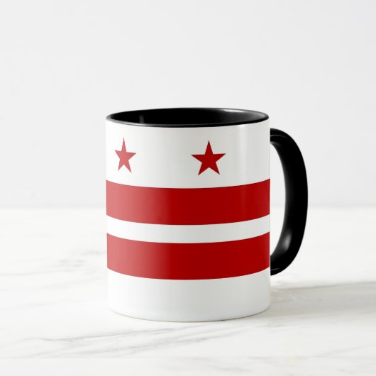 Zwarte Combo-Mok met vlag van Washington DC, VS Mok (Voorkant rechts)