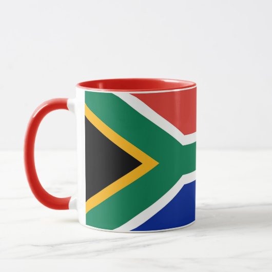 Zwarte Combo Mok met vlag van Zuid-Afrika (Links)