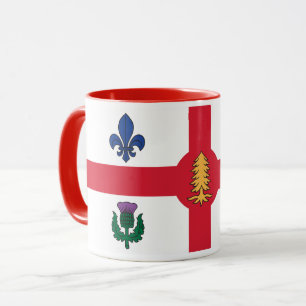 Zwarte combokop met vlag van Montreal, Quebec Mok