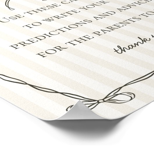 Zwarte Coquette Boog Advies voor Baby shower Game Poster (Hoek)