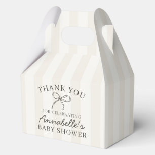 Zwarte Coquette Bow Beige Baby shower Dessert Bedankdoosjes