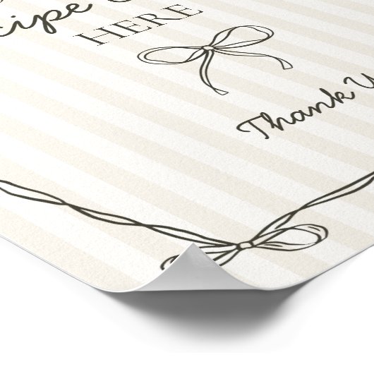 Zwarte Coquette Bow Beige Deel een Recept Bruids Poster (Hoek)