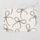 Zwarte Coquette Bow Beige Details Uitnodigen Invoe Informatiekaartje (Achterkant)