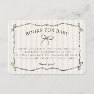 Zwarte Coquette Bow Beige Doucheboeken voor Baby Informatiekaartje