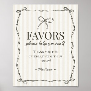 Zwarte Coquette Bow Beige Favorieten Teken Poster