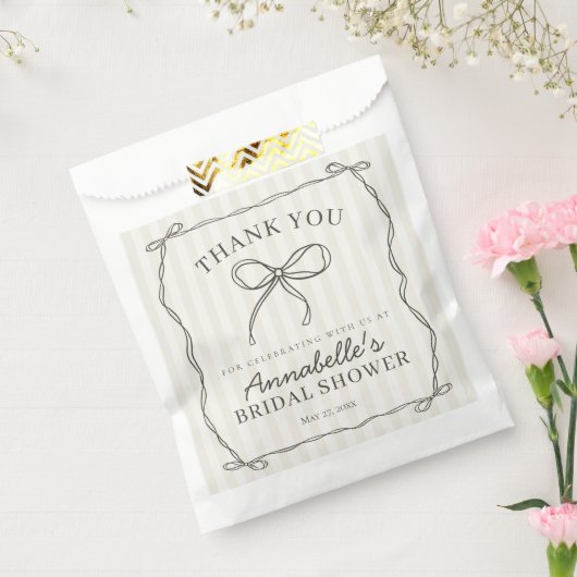 Zwarte Coquette Bow Beige Vrijgezellenfeest Desser Bedankzakje (Gezegeld)