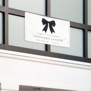 Zwarte Coquette Bow Congrats voor Afstudeerder Afs Spandoek