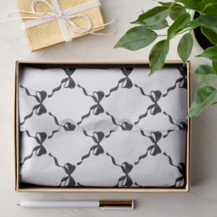 Zwarte Coquette Bow Diamond Patroon Tissuepapier