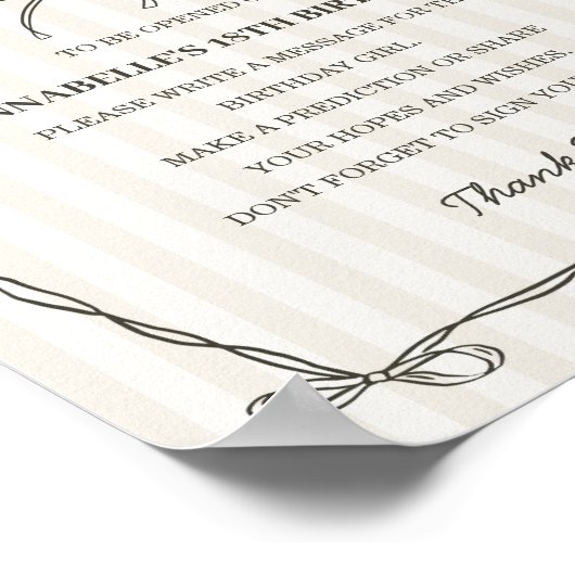 Zwarte Coquette Bow Time Capsule Verjaardagsspel Poster (Hoek)