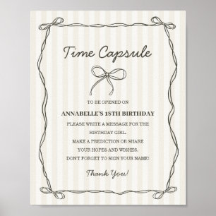 Zwarte Coquette Bow Time Capsule Verjaardagsspel Poster