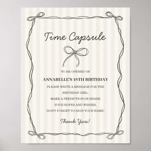 Zwarte Coquette Bow Time Capsule Verjaardagsspel Poster (Voorkant)