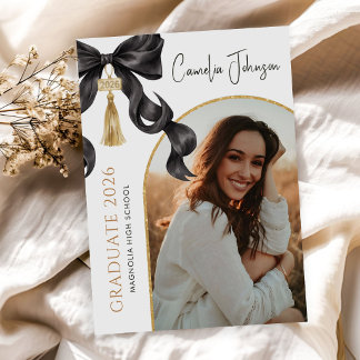 Zwarte Coquette Strik Foto 2026 Afstudeerfeest Kaart