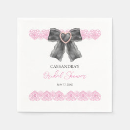 Zwarte Coquette Strik Roze Kant Bruidsfeest  Servet